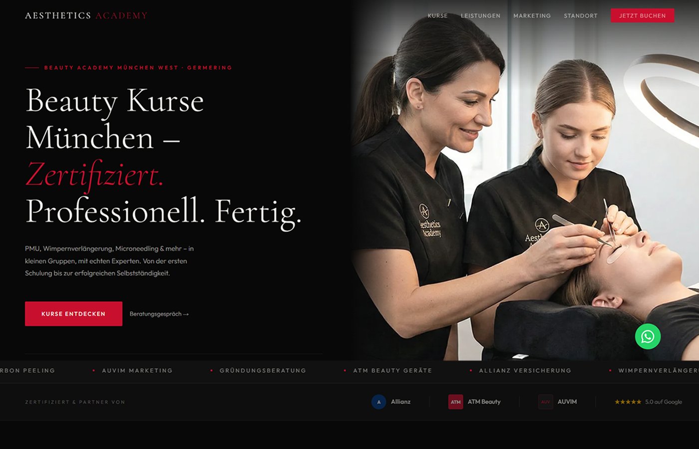 Aesthetics Academy München Beauty Kurse Website AUVIM